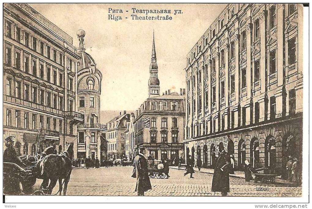 Let082/ Riga, Belebte Theaterstrasse 1918 (Feldpost) - Lettonie
