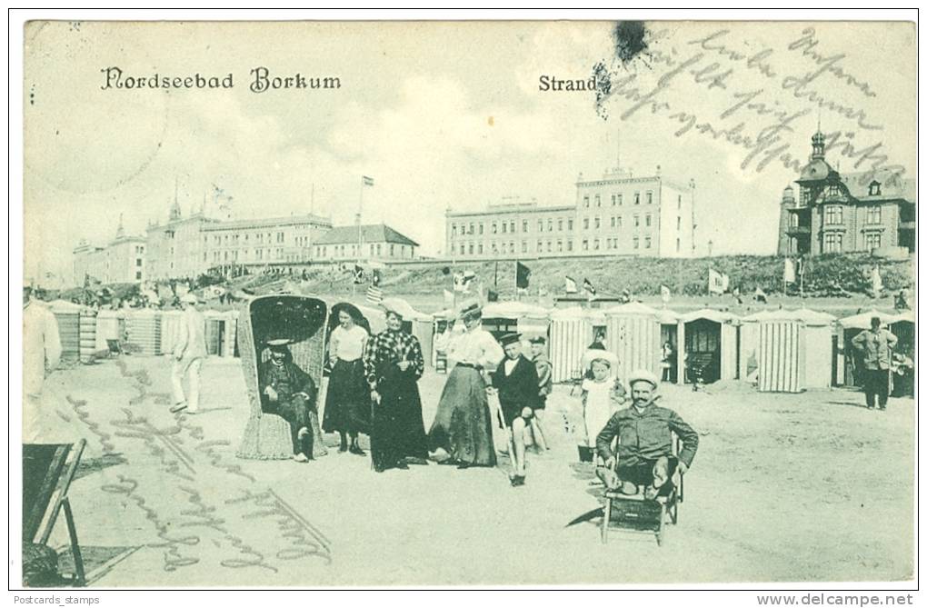 Borkum, Strand, Strandkörbe, 1908 - Borkum