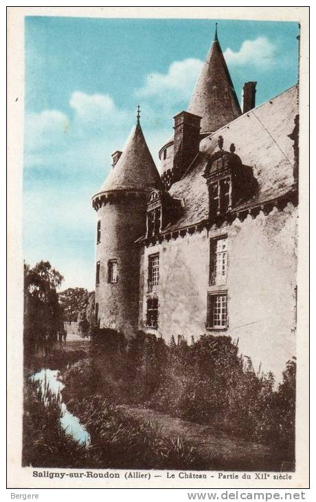 CPA SALIGNY SUR ROUDON. Le Chateau, Partie Du XII° Siécle, Colorisée. 1948. - Autres & Non Classés