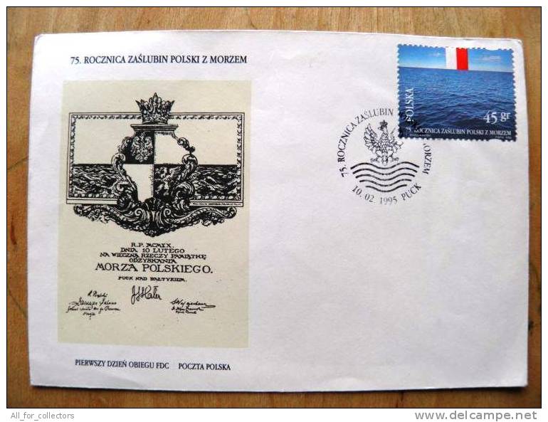 FDC Cover From Poland, Sea, Flag - FDC