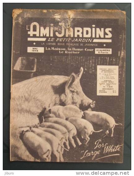 1 Revue L' Ami Des Jardins 1945 /  Porc Large White / Cochon Pig / Récupérons La Cire Apiculture Rucher   // 01 - Rev/1 - 1900 - 1949