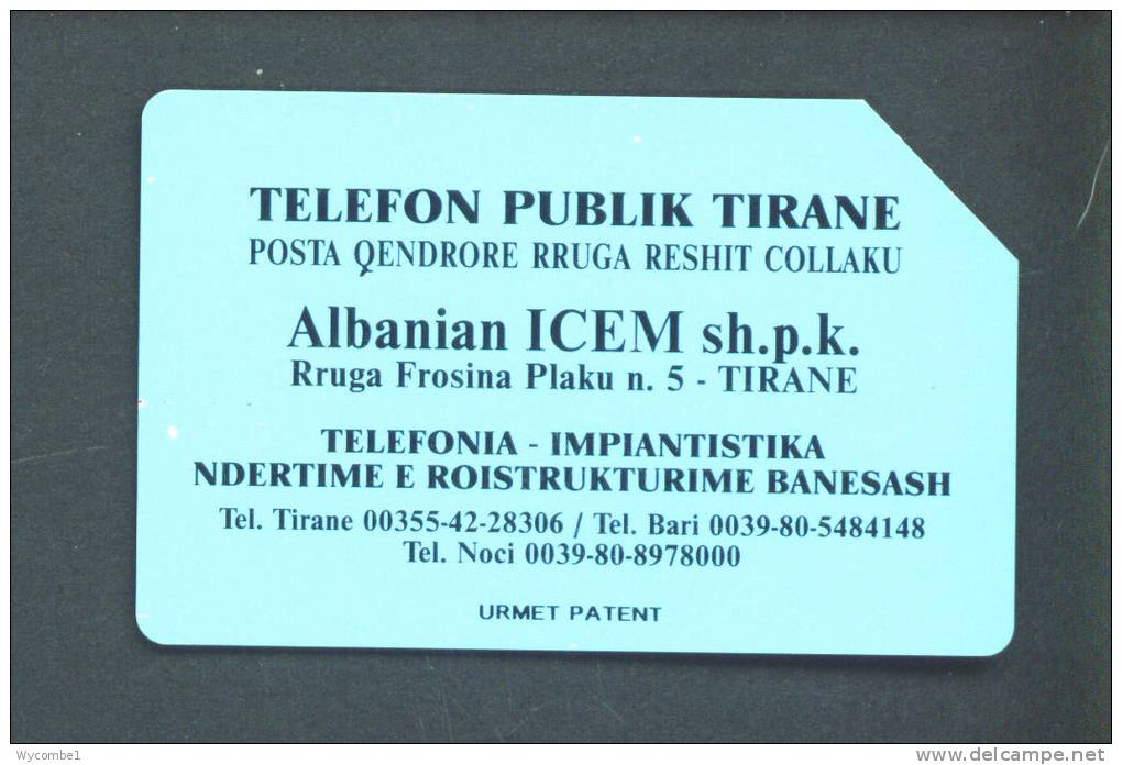 ALBANIA  -  Urmet Phonecard As Scan - Albanie