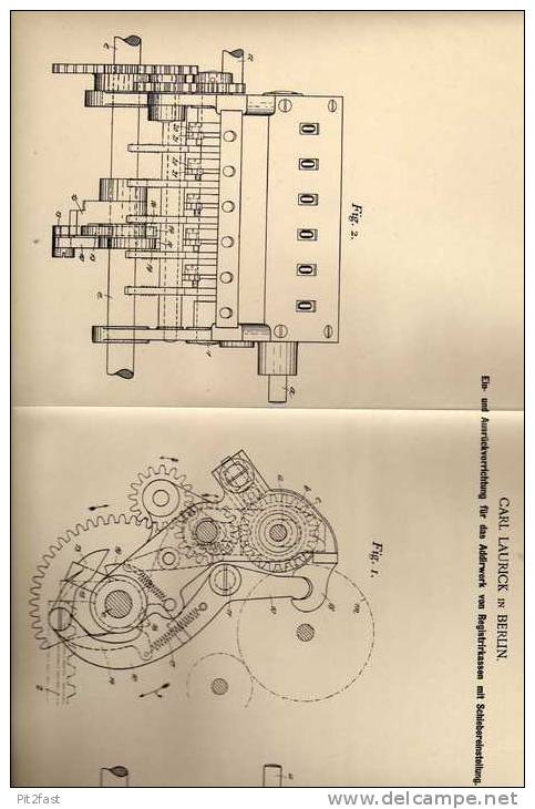 Original Patentschrift - Registrierkasse , Kasse , 1900, C. Laurick In Berlin !!! - Machines