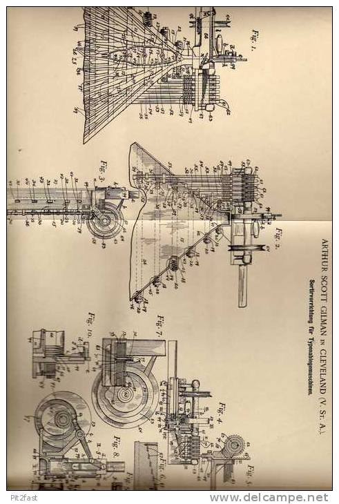 Original Patentschrift - Typenablegemaschine , 1901, Druck , Buchdruck , Druckerei , A. Gilman In Cleveland !!! - Máquinas