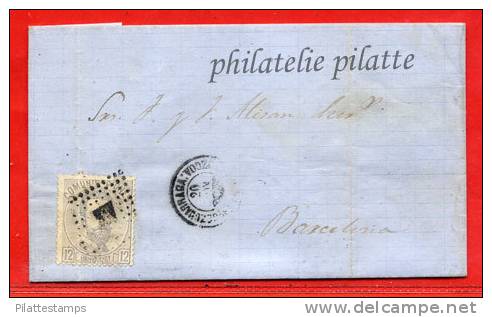 ESPAGNE LETTRE DE 1872 DE VILLAREAL POUR BARCELONE - Storia Postale