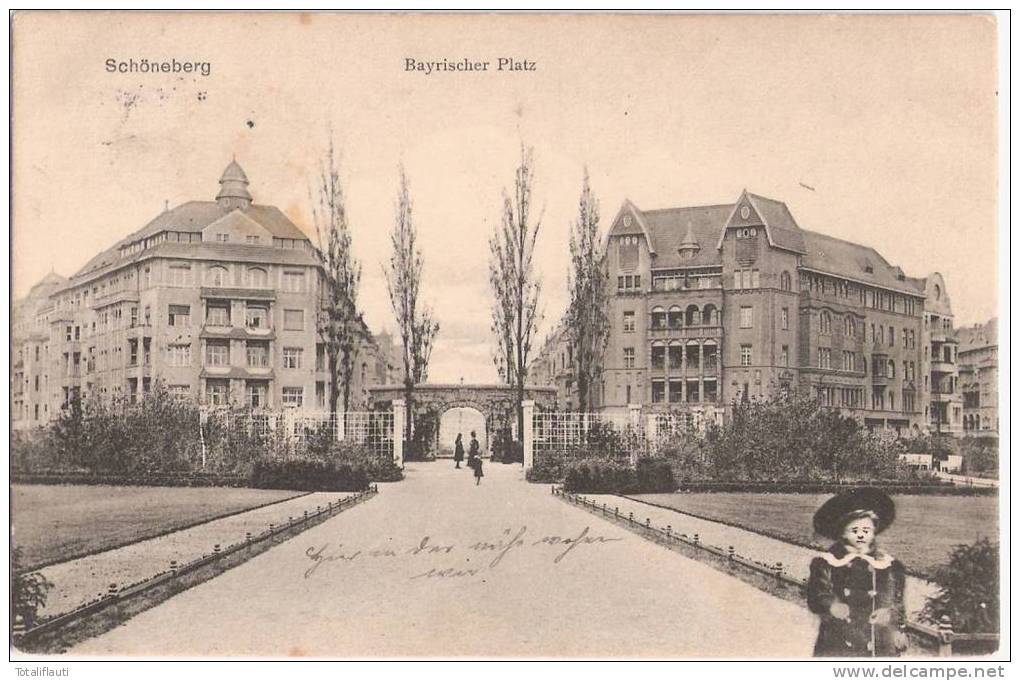 Ortsstempel SCHÖNEBERG Bei Berlin Bayrischer Platz Belebt 22.6.1909 Gelaufen Mädchen M Modischem Hut - Schoeneberg