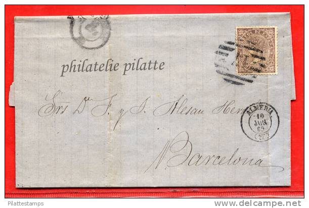 ESPAGNE LETTRE DE 1869 DE ALMERIA POUR BARCELONE - Storia Postale