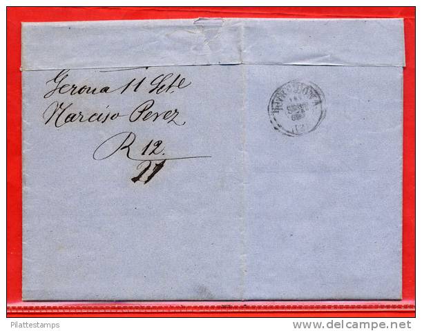 ESPAGNE LETTRE DE 1869 DE GERONA POUR BARCELONE - Storia Postale