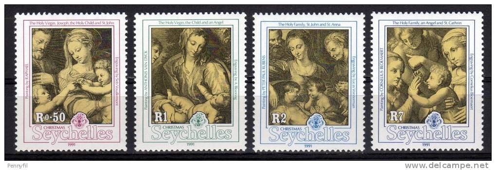 SEYCHELLES – 1991 YT 747+748+749+750 ** CPL NATALE - Seychelles (1976-...)