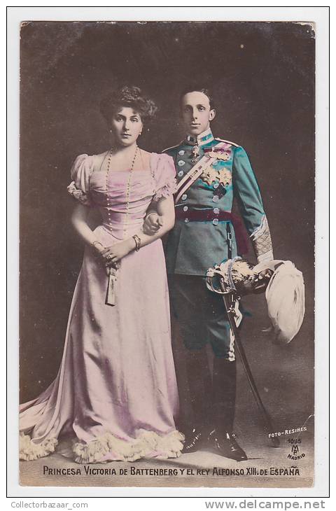 [w1045] Espa&ntilde;a Rey Alfonso XIII &amp; Princesa Victoria De Battenberg Tarjeta Postal - Royalty Of  Spain Vintage - Familias Reales