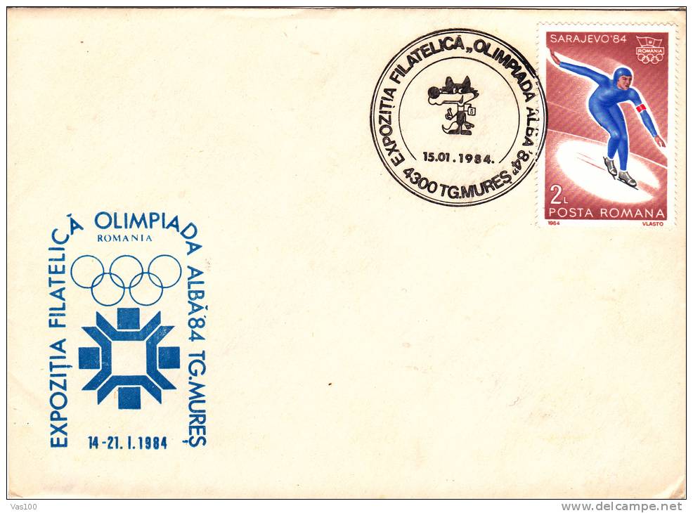 WINTER OLYMPIC GAMES, SARAJEVO, 1984, SPECIAL COVER, OBLITERATION CONCORDANTE, ROMANIA - Invierno 1984: Sarajevo