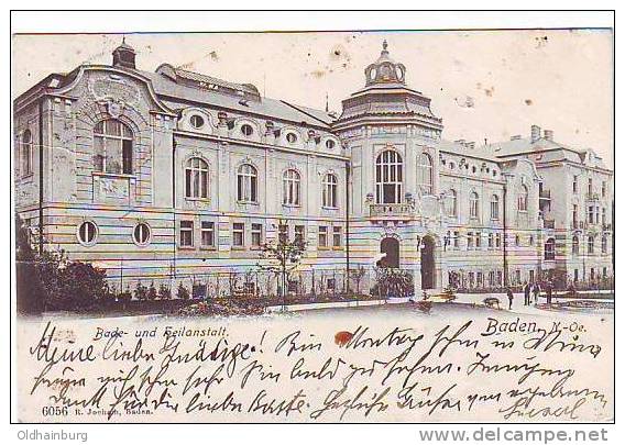 0006aa: AK- Litho Baden Bade- Und Heilanstalt Um 1910 - Baden Bei Wien