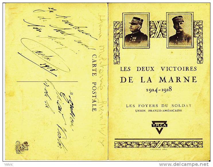 - Carte Feuillet - Les Deux Victoires De La Marne - 1914-1918 - Les Foyers Du Soldat - Union Franco-Américaine - - Weltkrieg 1914-18