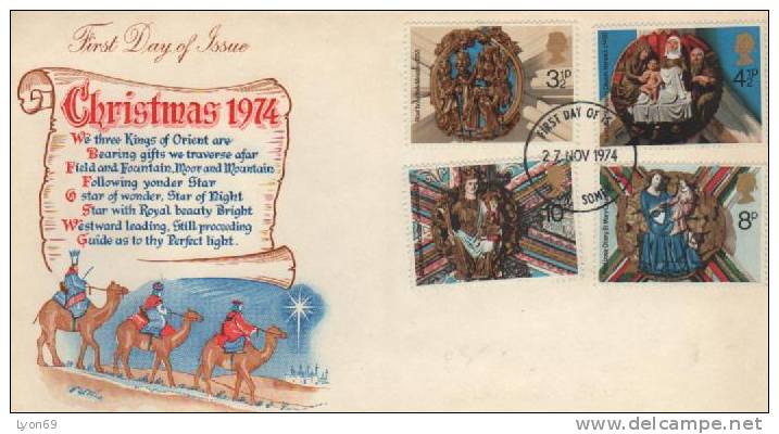 FDC  GRANDE BRETAGNE  NOEL 1974   N* YVERT  742/8 - 1971-80 Ediciones Decimal