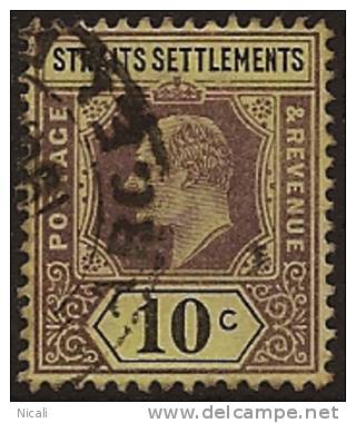 STRAITS SETTLEMENTS 1902 10c KEVII SG 115 U WW136 - Straits Settlements