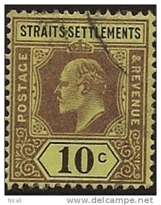 STRAITS SETTLEMENTS 1902 10c KEVII SG 115 U WW135 - Straits Settlements