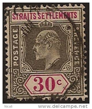 STRAITS SETTLEMENTS 1902 30c KEVII SG 117 U WW138 - Straits Settlements