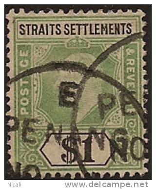 STRAITS SETTLEMENTS 1902 $1 KEVII SG 119 U WW142 - Straits Settlements