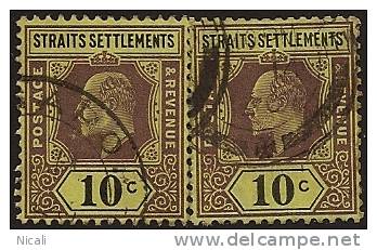 STRAITS SETTLEMENTS 1904 10c KEVII SG 132 U WW122 - Straits Settlements