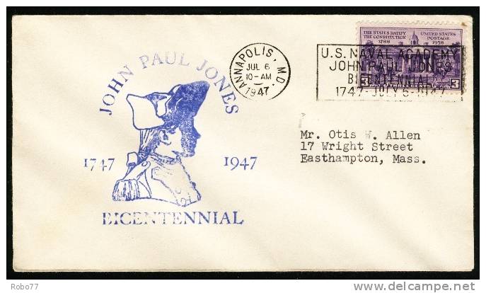 1947 USA Cover. John Paul Jonec 1747 - 1947 Bicentennial.  (H05c153) - Postal History