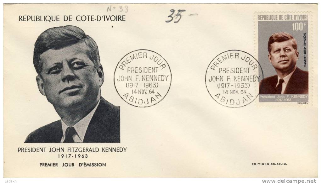 FDC COTE D'IVOIRE 1964 KENNEDY # PRESIDENT USA # - Kennedy (John F.)