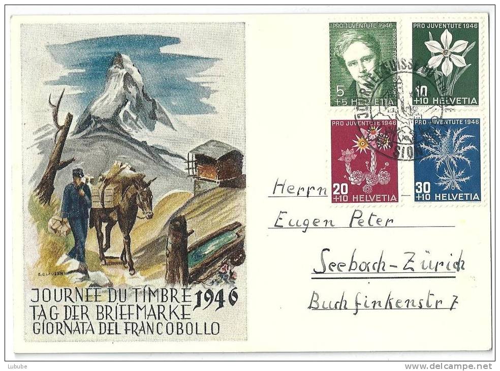 Sonderkarte  "Tag Der Briefmarke, Sion"           1946 - Storia Postale