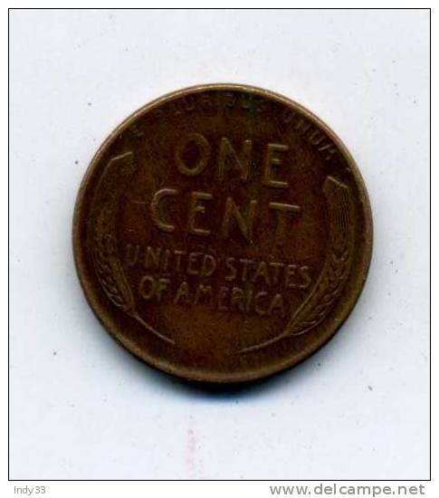 - USA . 1 C. 1958  . - 1909-1958: Lincoln, Wheat Ears Reverse