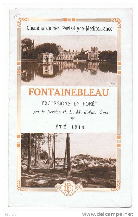 1914 - Trains - FONTAINEBLEAU Services PLM - Autocar - Horaires été - Europa