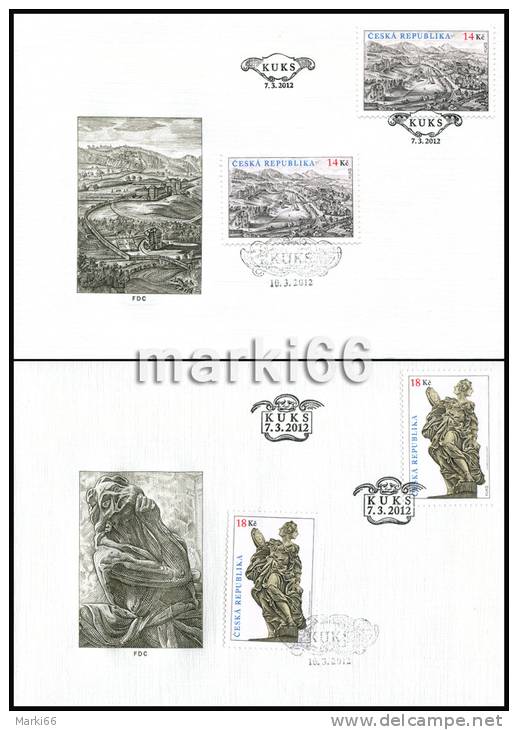 Czech Republic - 2012 - Beauties Of Our Country, Kuks - Set Of FDCs With Additional KUKS Postmark - Briefe U. Dokumente