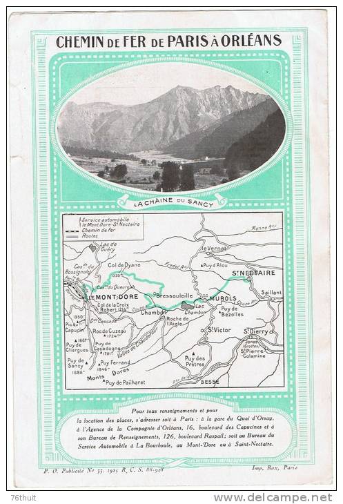 1925 - Trains - Chemins De Fer Paris-Orléans - Saint-Nectaire Par Le Mont-Dore - Services Automobiles - Horaires été - Europa