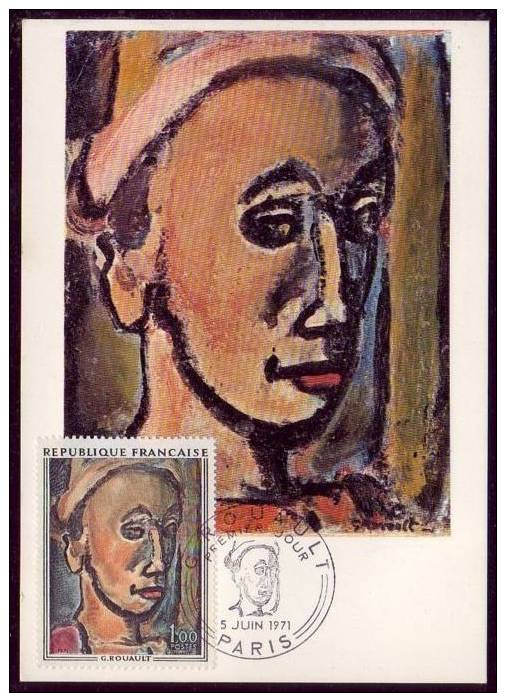 PEINTRE, PAINTER *** ROUAULT Oeuvre °°SONGE CREUX°° Yvt N°1673 - Carte Maximum FRANCE 1971 - Autres & Non Classés