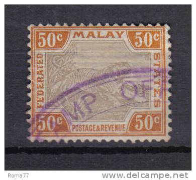AP885 - MALAYA Federated States 1900, 50 Cent Crown CA Sideways Gibbons 22b - Federated Malay States