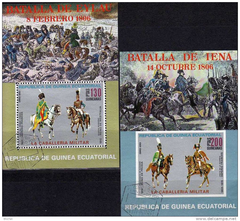Stolze Reiter 1976 Äquatorial Guinea 775/1,4-Block,bloc 207 Plus 208 O 7€ Kavallerie Aus Preußen Horse Bloc Fogli Africa - Guinée Equatoriale