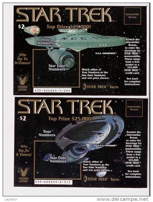 Star Trek - Set Of 4 Virginia Lottery Tickets - Voyager - Deep Space Nine - Enterprise D - Enterprise - Loterijbiljetten