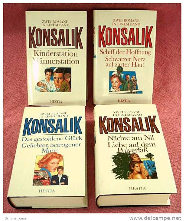 4 Konsalik Bücher = 8 Romane - Gebundene Ausgaben , Schiff Der Hoffnung , Schwarzer Nerz Auf Zarter Haut - Bücherpakete