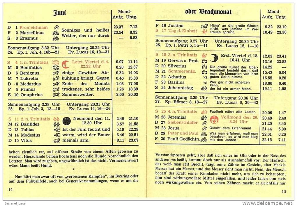 Eutiner Klenner Für Das Jahr Christi 1972 , Kalenderdarium Mit Mondauf- Und Untergangszeiten , Mondphasen - Calendars
