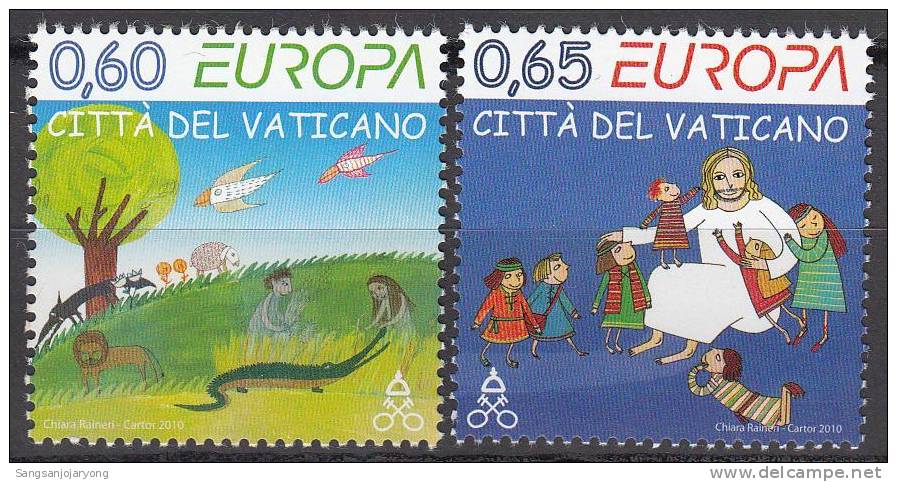 Europa, Vatican Sc1439-40 Children's Book, Lion, Snake - 2010