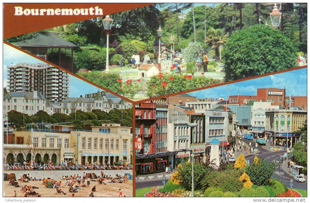 Cp , Angleterre , Dorset , Bournemouth , Ed : Photo Precision , PLX2969 , Voyagée , Multi-vues - Bournemouth (a Partire Dal 1972)