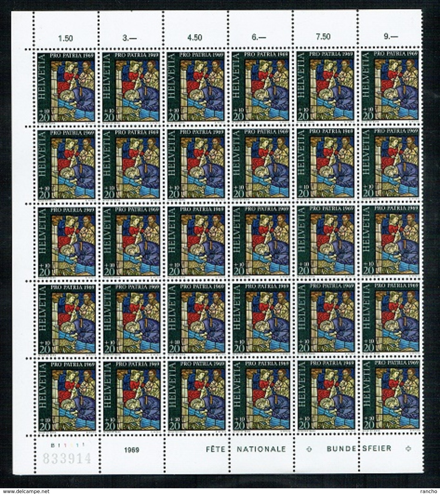 ** PRO/P.1969 SERIE 4xPLANCHES 30xTIMBRES NEUFS C/.S.B.K. Nr:B142/B145. Y&TELLIER Nr:834/837. MICHEL Nr:902/905. ** - Nuovi