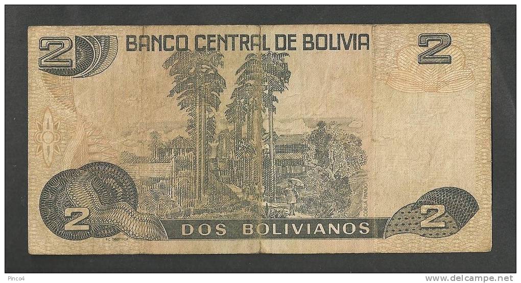 BOLIVIA 2 BOLIVIANOS 1986 BANCONOTA CIRCOLATA - Bolivia