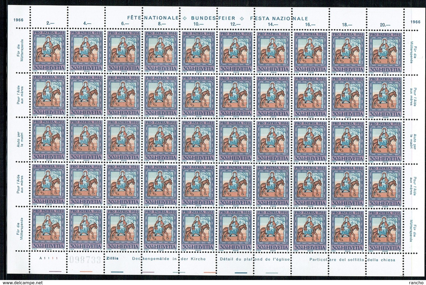 ** PRO/P. 1966 SERIE 5xPLANCHES 50xTIMBRES NEUFS C/.S.B.K. Nr:B128/B132. Y&TELLIER Nr:769/773.MICHEL Nr:836/840. ** - Neufs