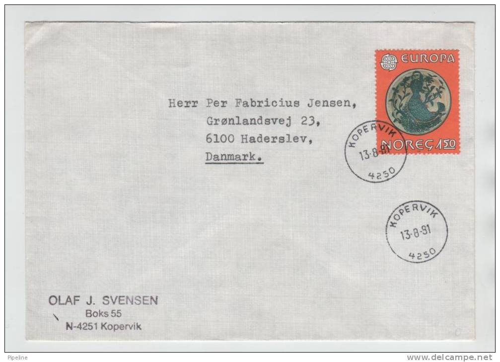 Norway Cover Sent To Denmark Kopervik 13-8-1981 - Briefe U. Dokumente