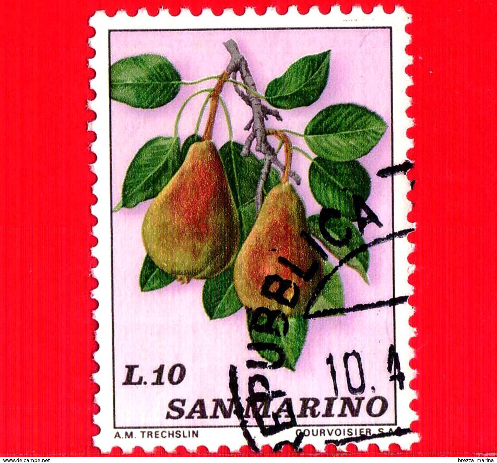 SAN MARINO - Usato - 1973 - Frutta - 10 L. &bull; Pere - Used Stamps
