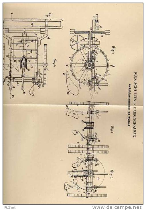 Original Patentschrift - R. Schultes In Dabringhausen , 1901, Kartoffelerntemaschine , Landwirtschaft , Agrar !!! - Macchine