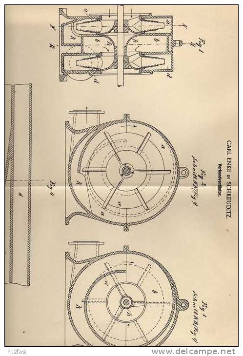 Original Patentschrift - C. Enke In Schkeuditz , 1901 , Ventilator , Lüfter !!! - Maschinen