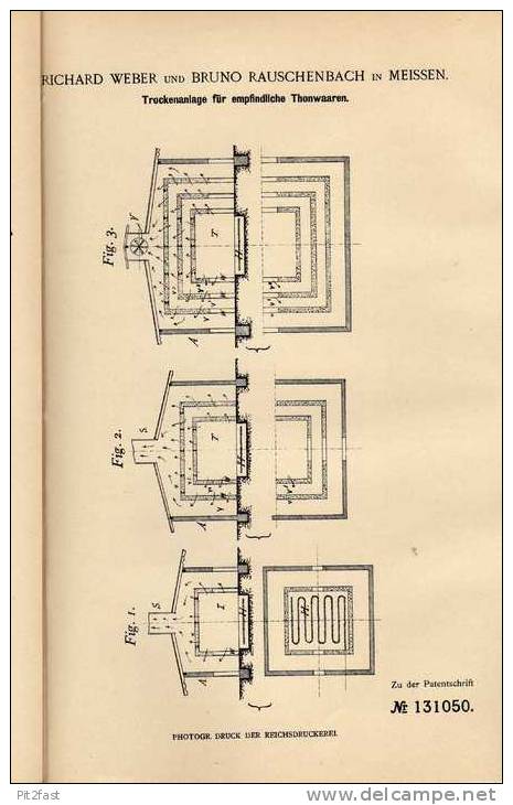 Original Patentschrift - R. Weber In Meissen , 1900 , Trockner Für Thonwaaren , Meissener Porzelan !!! - Tools
