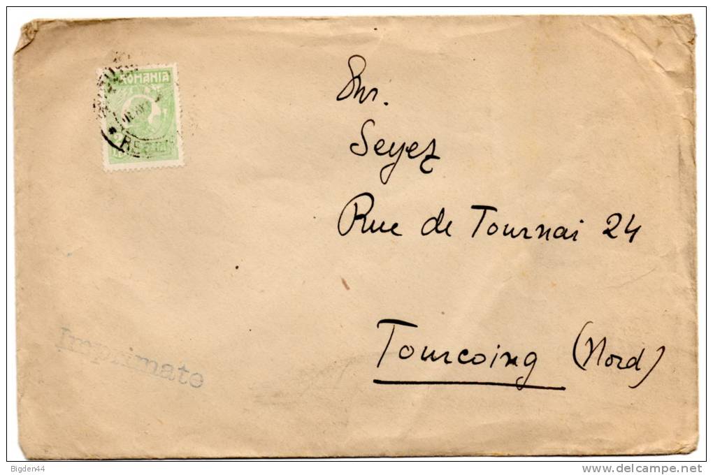 Lettre De Bucarest Pour Tourcoing_2 Lei Vert_Imprimés_Imprimate - Poststempel (Marcophilie)