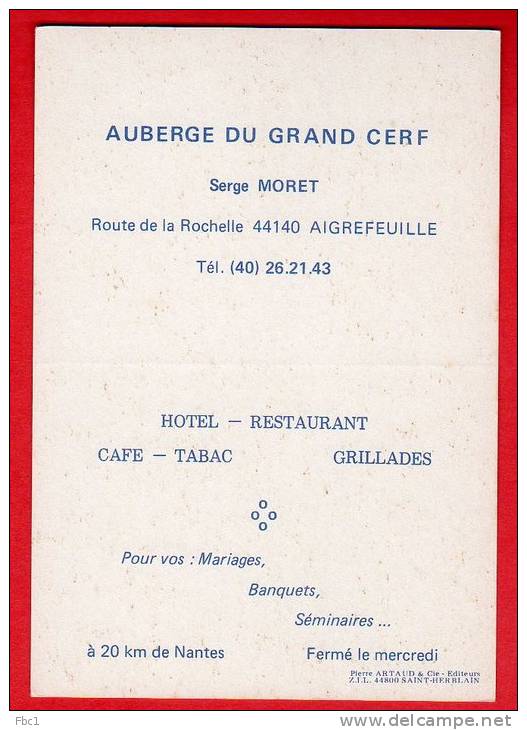 Aigrefeuille (44) Auberge Du Grand Cerf - Hotel Restaurant Café Tabac (Editions Pierre Artaud) - Aigrefeuille-sur-Maine
