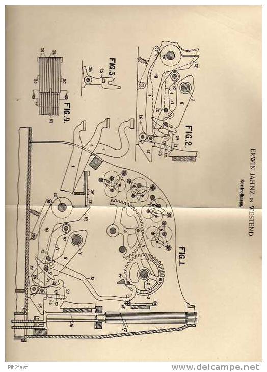 Original Patentschrift - E. Jahnz In Westend , 1901 , Kontrollkasse , Registrierkasse , Kasse !!! - Tools