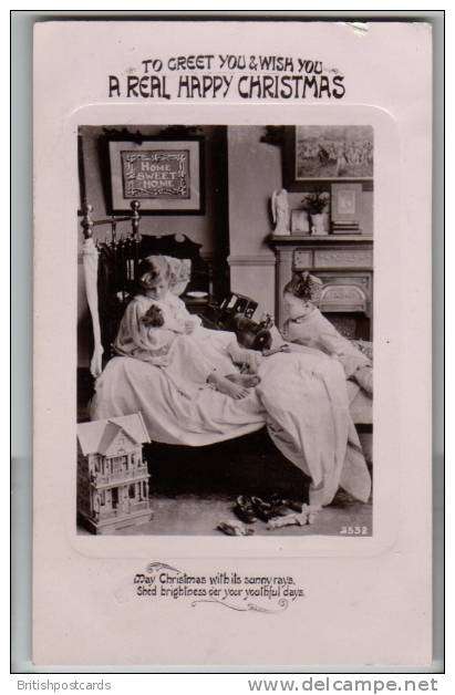 Christmas - Children With Toys - Real Photo Postcard 1908 - Autres & Non Classés